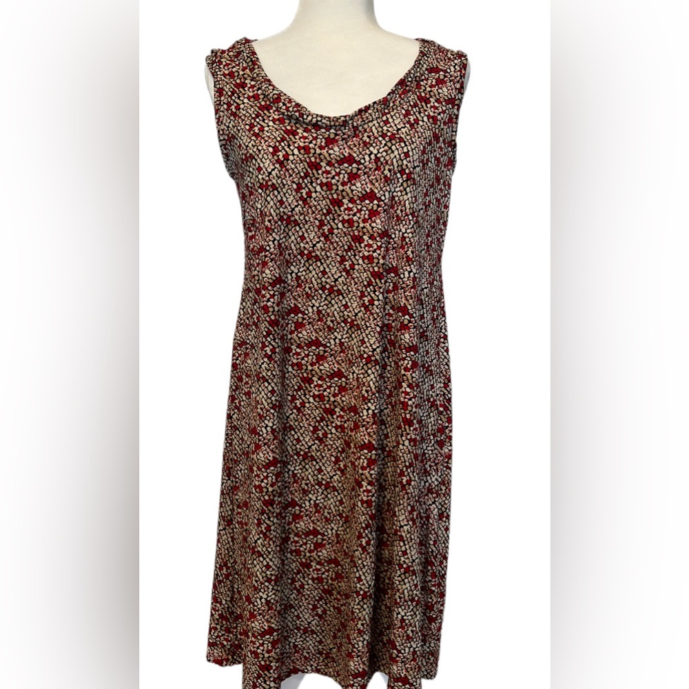 BCBG Maxazria Women’s Sleeveless Scoop neck Midi Tunic Flowy Abstract Dress S
